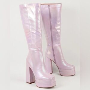 NWTS pink platform boots size 5.5